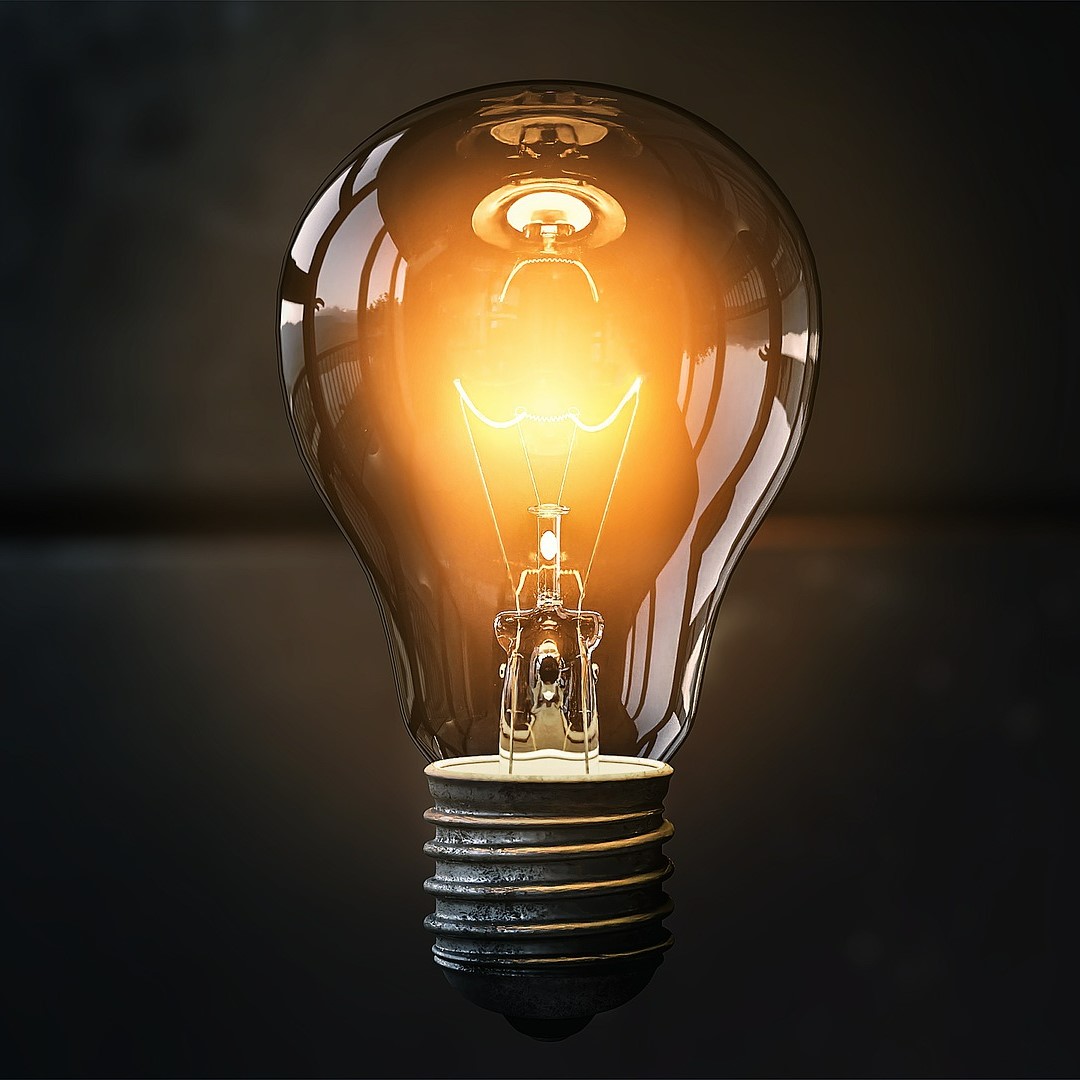 Lâmpada acesa simbolizando ideias